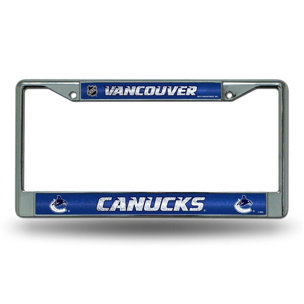 NHL Vancouver Canucks Silver / Chrome Bling Metal License Plate Frame